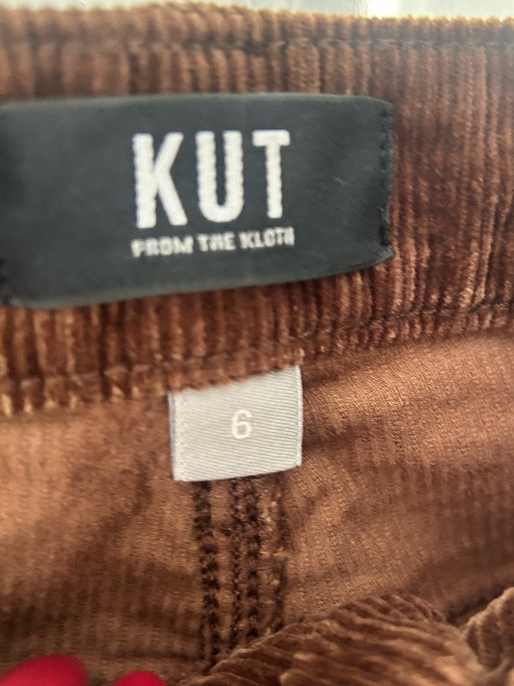 KUT from the Kloth Kelsey Ankle Flare Corduroy Pants Brown Size 6 NWT - Picture 6 of 6
